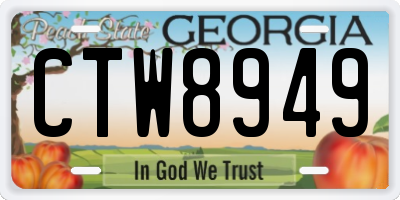 GA license plate CTW8949