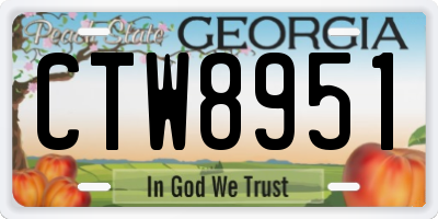 GA license plate CTW8951