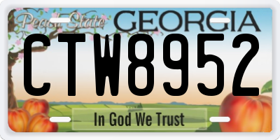 GA license plate CTW8952