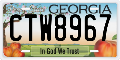 GA license plate CTW8967