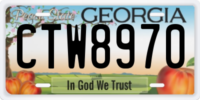 GA license plate CTW8970