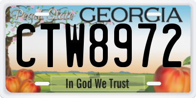 GA license plate CTW8972