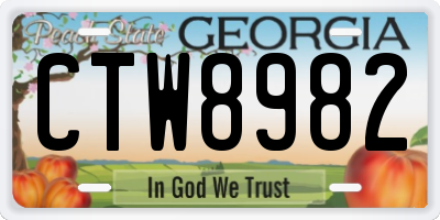 GA license plate CTW8982