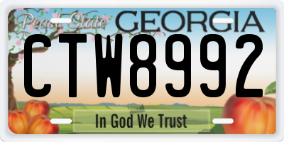 GA license plate CTW8992