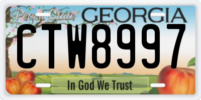 GA license plate CTW8997