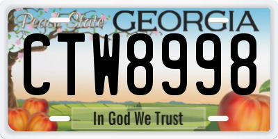 GA license plate CTW8998