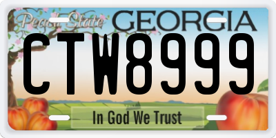 GA license plate CTW8999