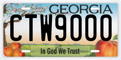 GA license plate CTW9000