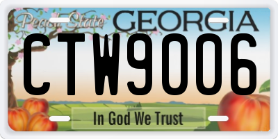 GA license plate CTW9006