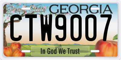 GA license plate CTW9007