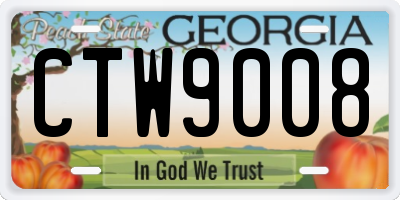 GA license plate CTW9008