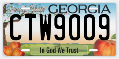 GA license plate CTW9009