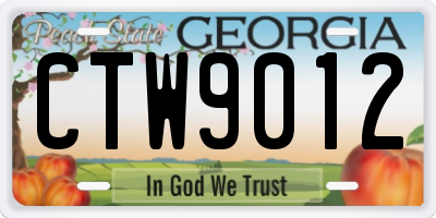 GA license plate CTW9012