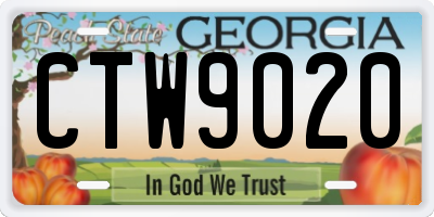 GA license plate CTW9020
