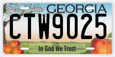 GA license plate CTW9025