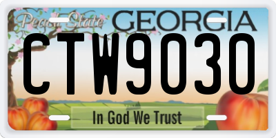 GA license plate CTW9030