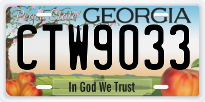 GA license plate CTW9033
