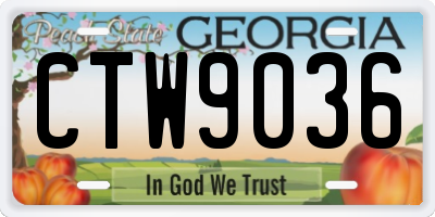 GA license plate CTW9036