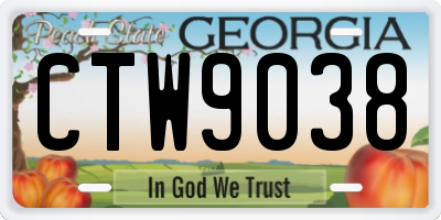 GA license plate CTW9038