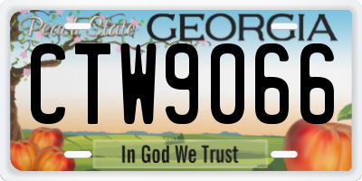 GA license plate CTW9066