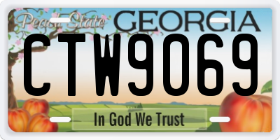 GA license plate CTW9069