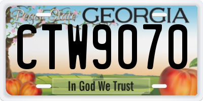 GA license plate CTW9070
