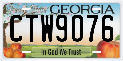 GA license plate CTW9076