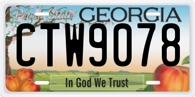 GA license plate CTW9078
