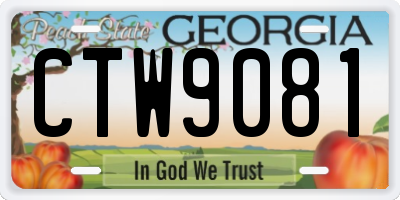 GA license plate CTW9081