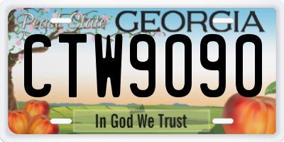 GA license plate CTW9090