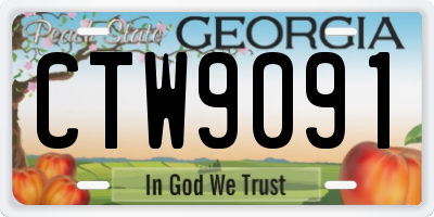 GA license plate CTW9091