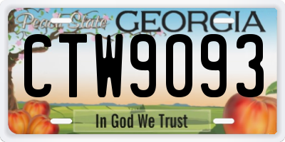 GA license plate CTW9093