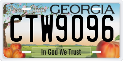GA license plate CTW9096