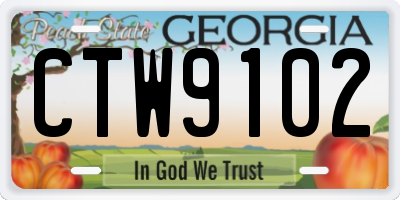 GA license plate CTW9102