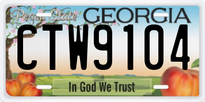 GA license plate CTW9104