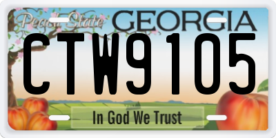 GA license plate CTW9105