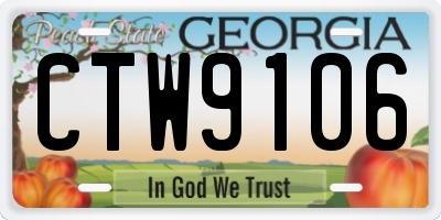 GA license plate CTW9106