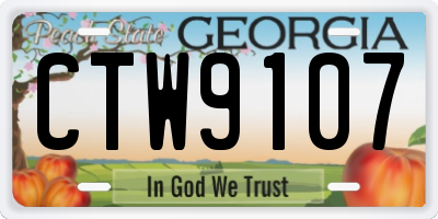 GA license plate CTW9107