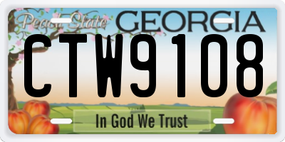 GA license plate CTW9108