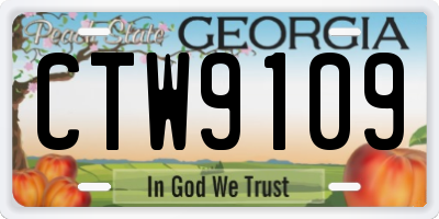GA license plate CTW9109
