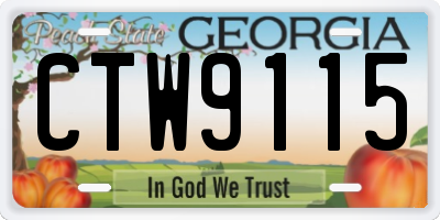 GA license plate CTW9115