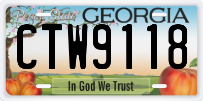 GA license plate CTW9118