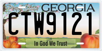 GA license plate CTW9121
