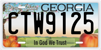GA license plate CTW9125