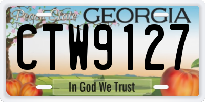 GA license plate CTW9127