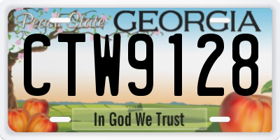GA license plate CTW9128