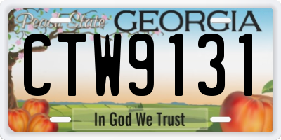 GA license plate CTW9131