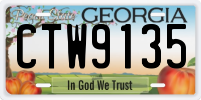 GA license plate CTW9135