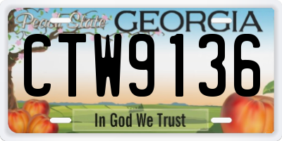 GA license plate CTW9136