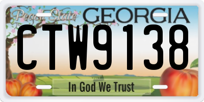 GA license plate CTW9138